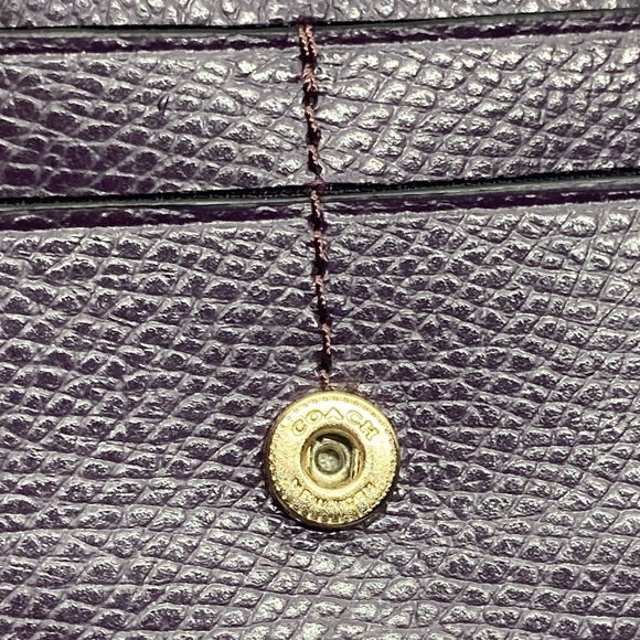 Coach Soft Wallet In Crossgrain Leather Dark Purple w Gold Hardware #F54008 - Picture 11 of 16